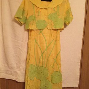 Yellow spring dress with separate short jacket